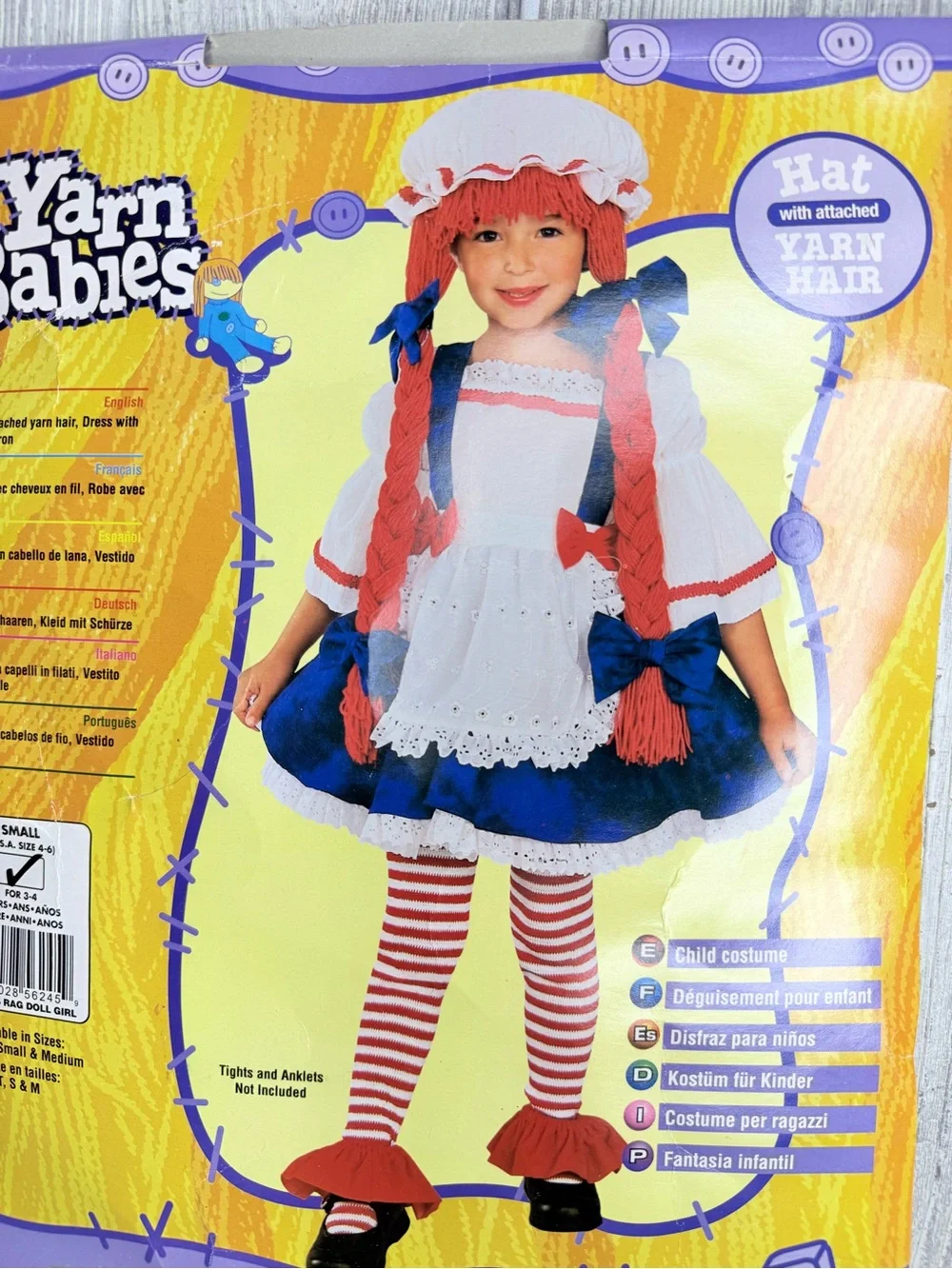 Rubies Rag Doll Girl Halloween Costume for Kids legging , dress and yarn wig sm